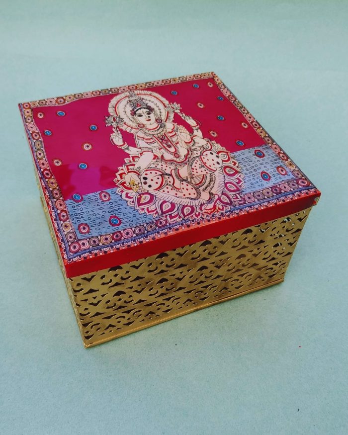 Kalamkari Metal Lakshmi Box - Image 1