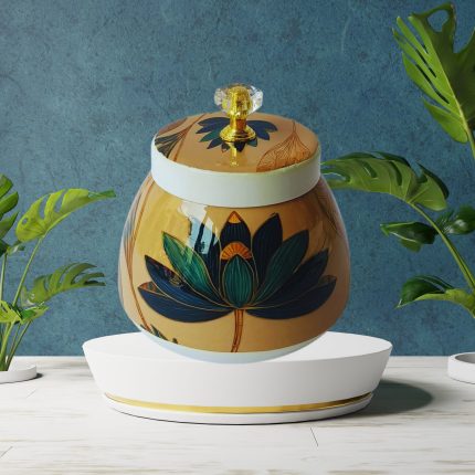 Metal Jar Lotus Print