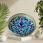 Metal Tray With Indigo Print