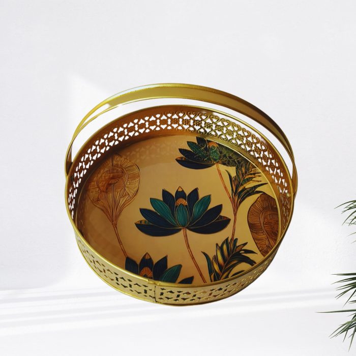 Metal Tray With Lotus Print - Image 4