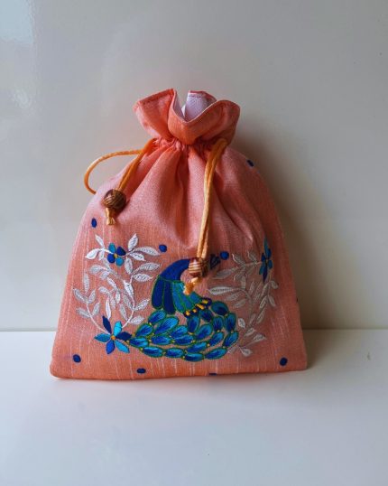 Peacock Embroidery Potli