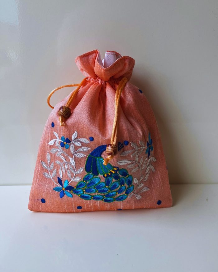 Peacock Embroidery Potli - Image 1