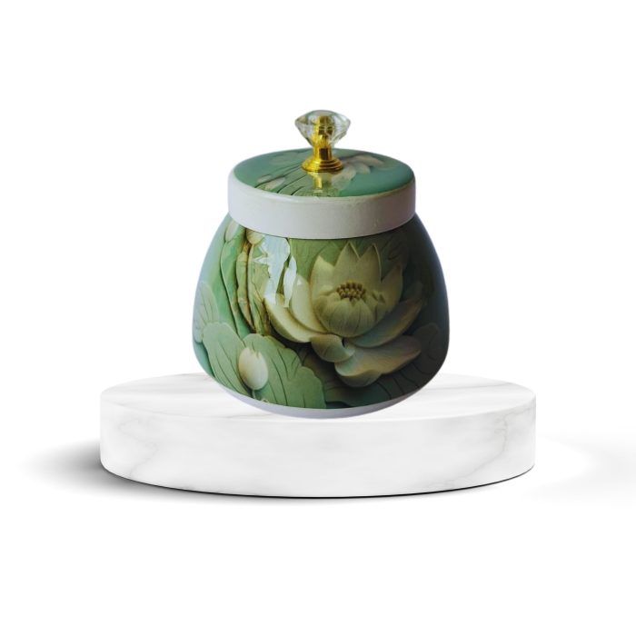 Metal Jar With Lotus Print - Image 1