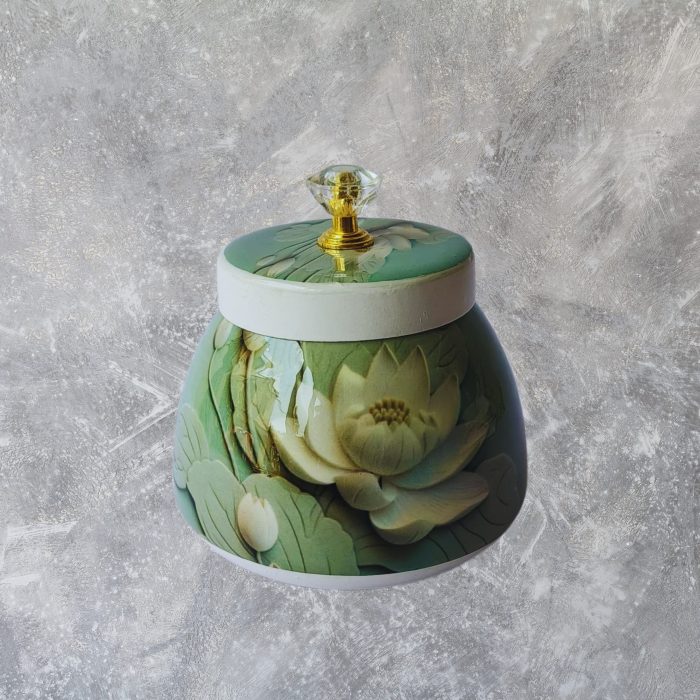 Metal Jar With Lotus Print - Image 2