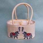 Elephant Embroidery Ovel Basket With Potli Attached