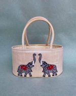 Elephant Embroidery Ovel Basket With Potli Attached - Image 2
