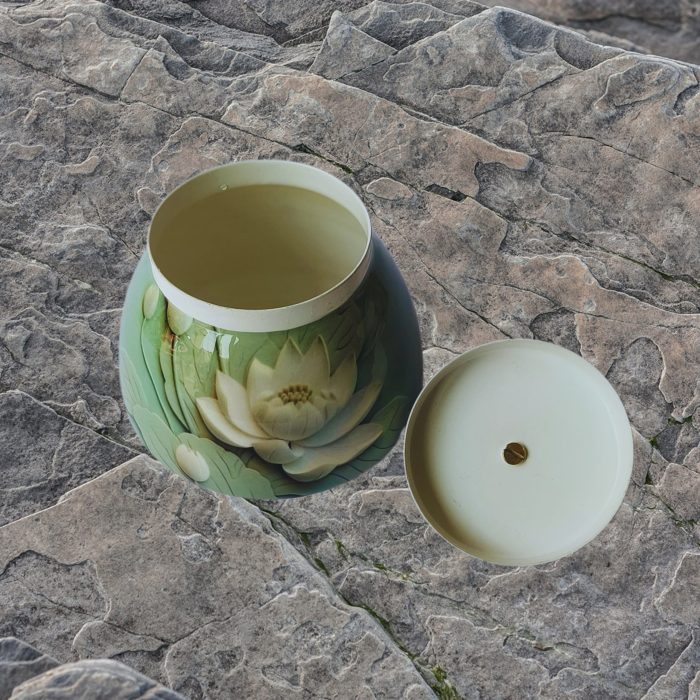 Metal Jar With Lotus Print - Image 3