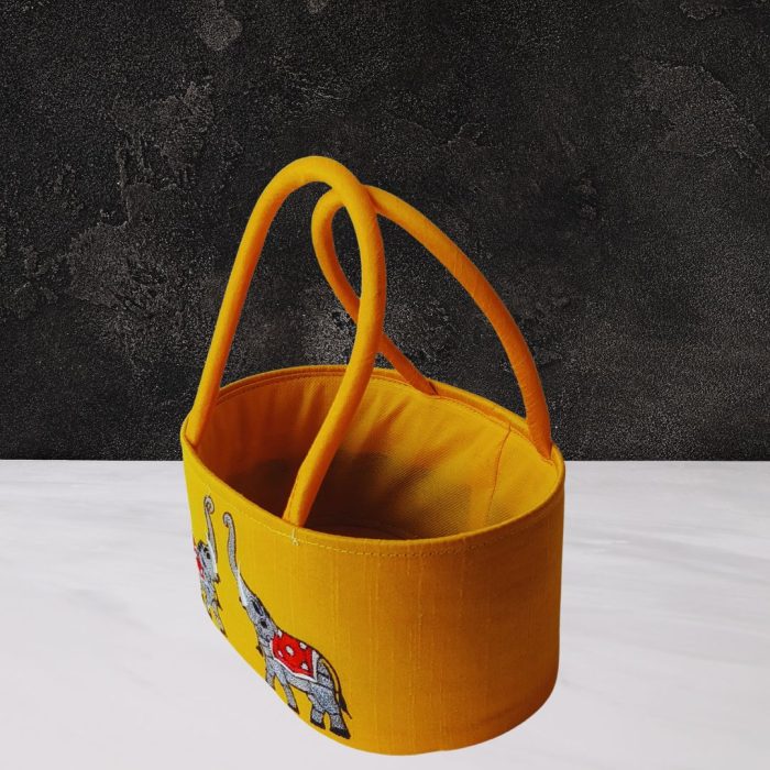 Elephant Embroidery Ovel Basket With Potli Attached - Image 3