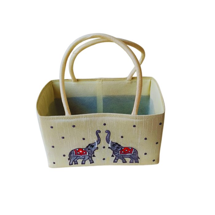 Elephant Embroidery Square Basket - Image 2