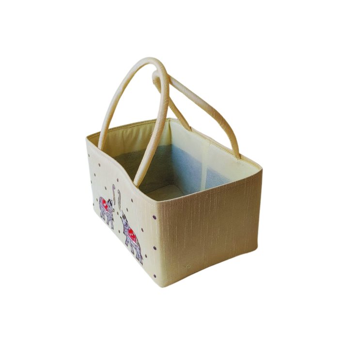 Elephant Embroidery Square Basket - Image 3