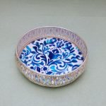 Metal Tray With Indigo Print