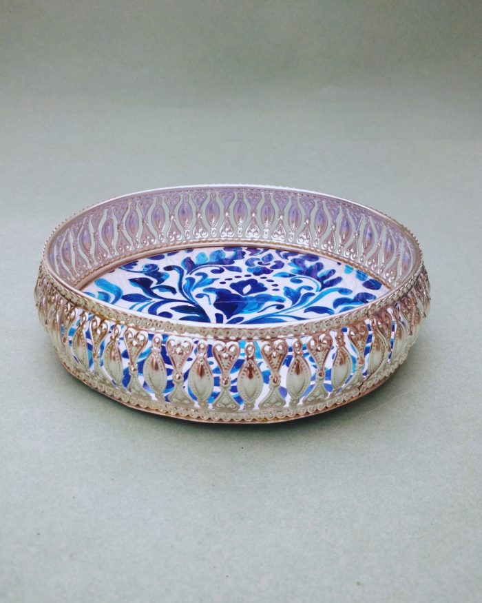 Metal Tray With Indigo Print - Image 3