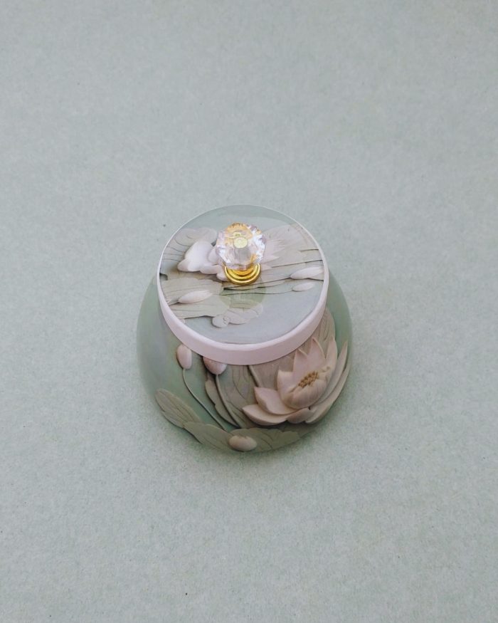Metal Jar With Lotus Print - Image 3