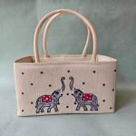 Elephant Embroidery Square Basket