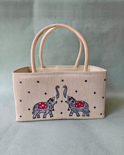 Elephant Embroidery Square Basket