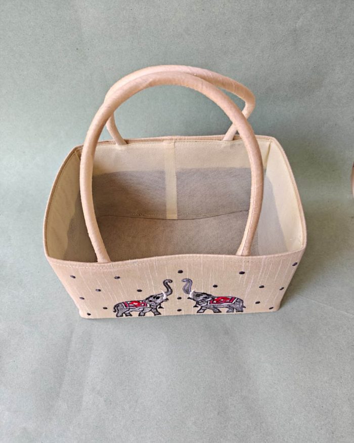 Elephant Embroidery Square Basket - Image 2