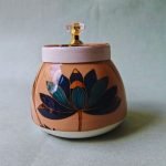 Metal Jar  Lotus Print
