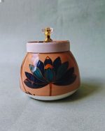 Metal Jar  Lotus Print