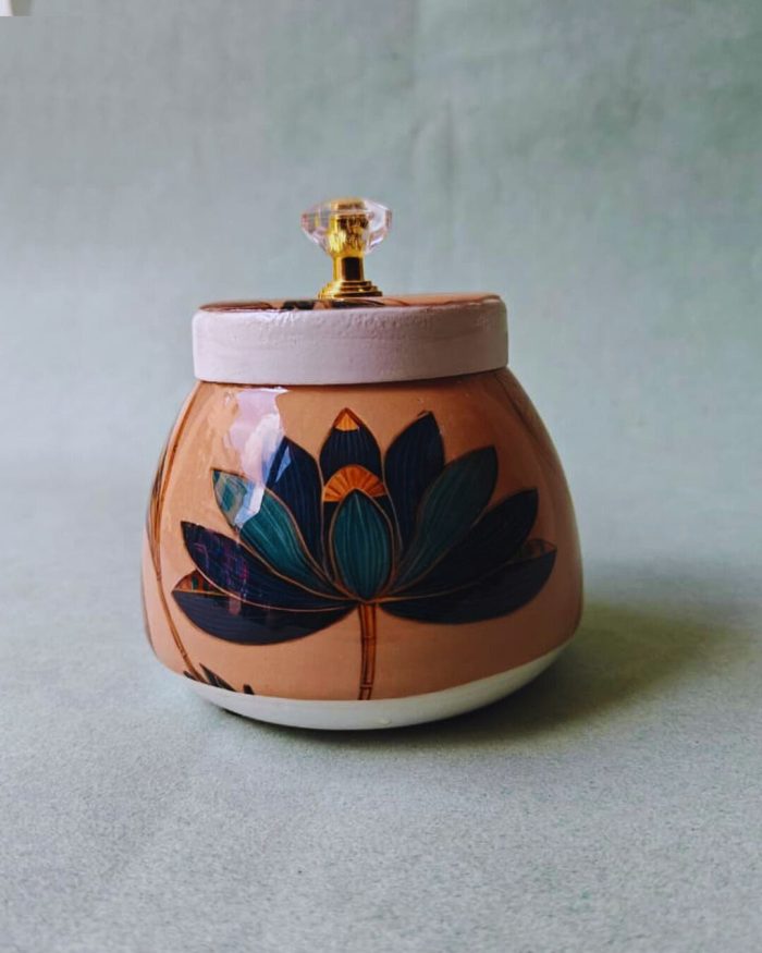 Metal Jar  Lotus Print - Image 1