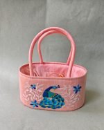 Peacock Embroidery Basket With Potli Attached - Image 2
