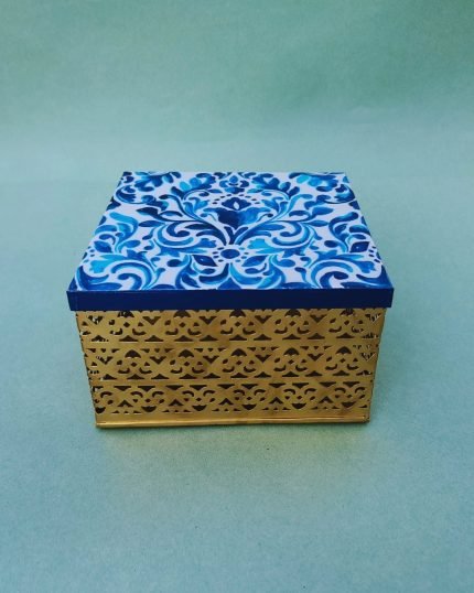 Indigo Printed Metal Box
