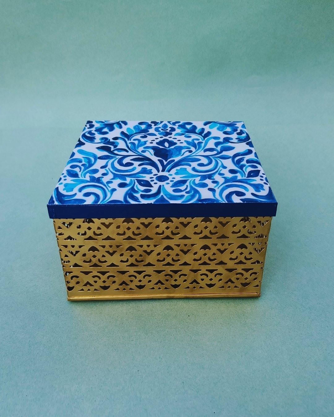 99 Indigo Printed Metal Box - Image 1