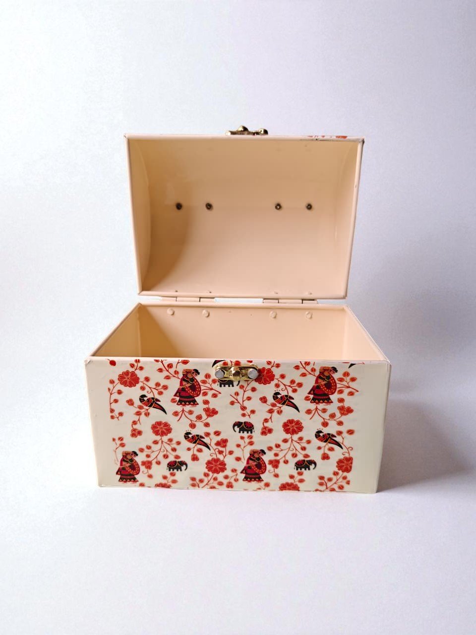 Trunk Box (9) Floral Metal Storage Trunk - Image 2
