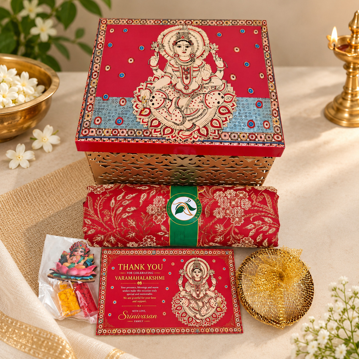 Lakshmi inspired handcrafted Diwali gift box
