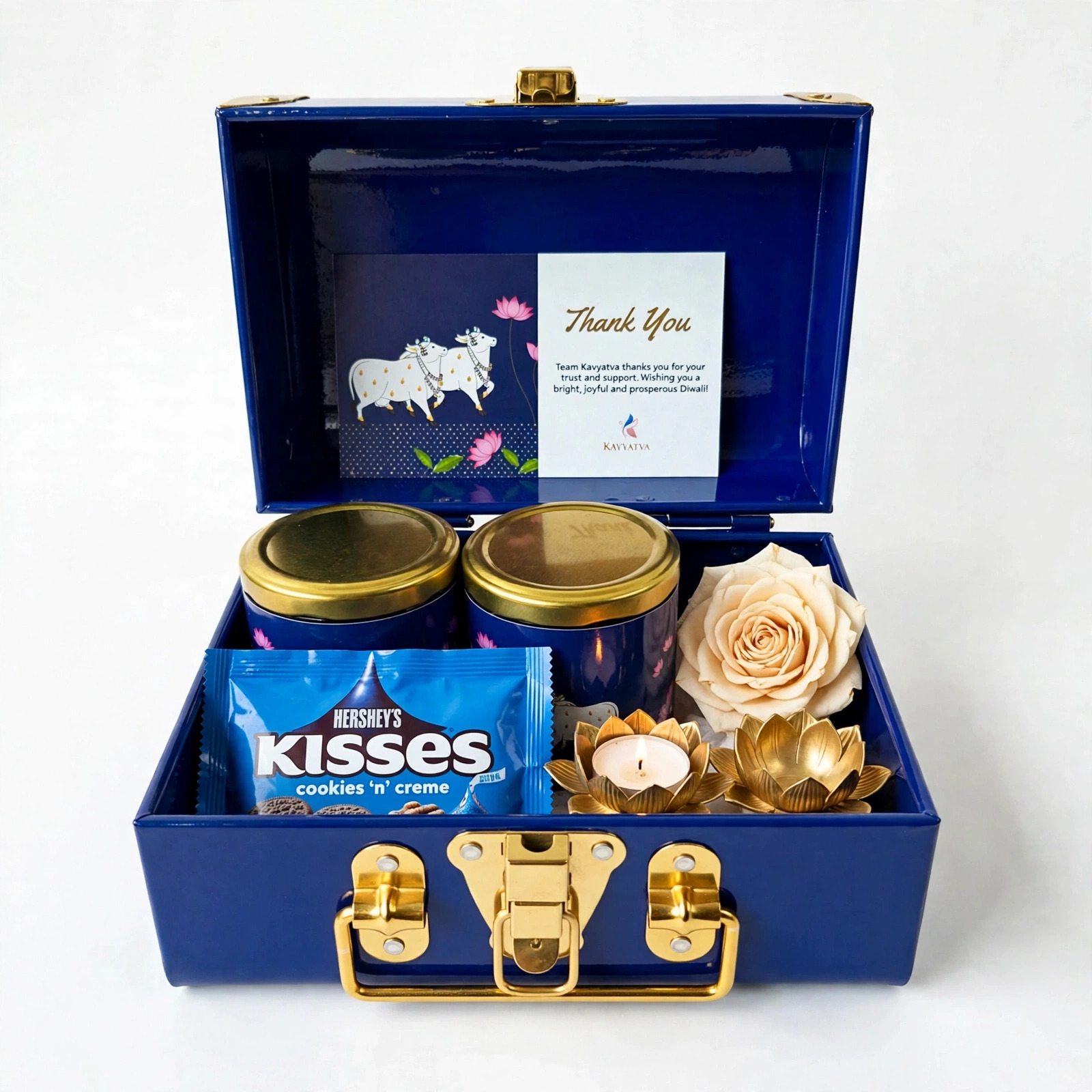 Blue Pichwai inspired handcrafted Diwali gift box