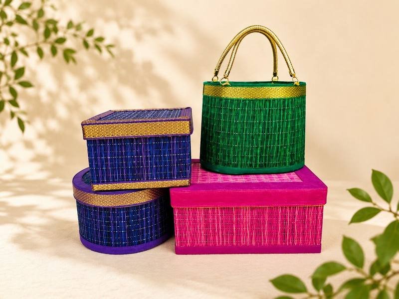 River grass pouches baskets boxes potlis and bags