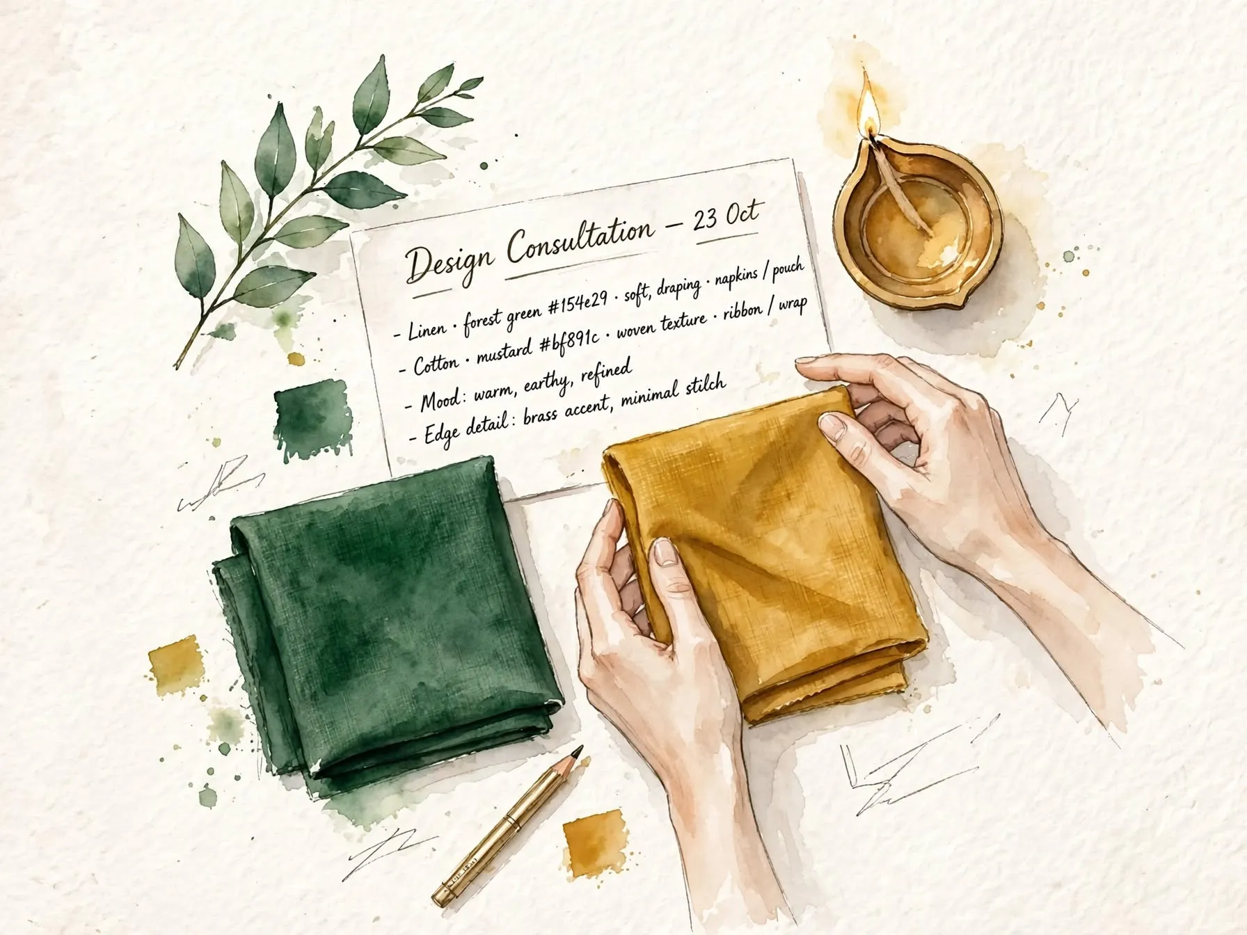Handcrafted materials selected for a Kavyatva gift