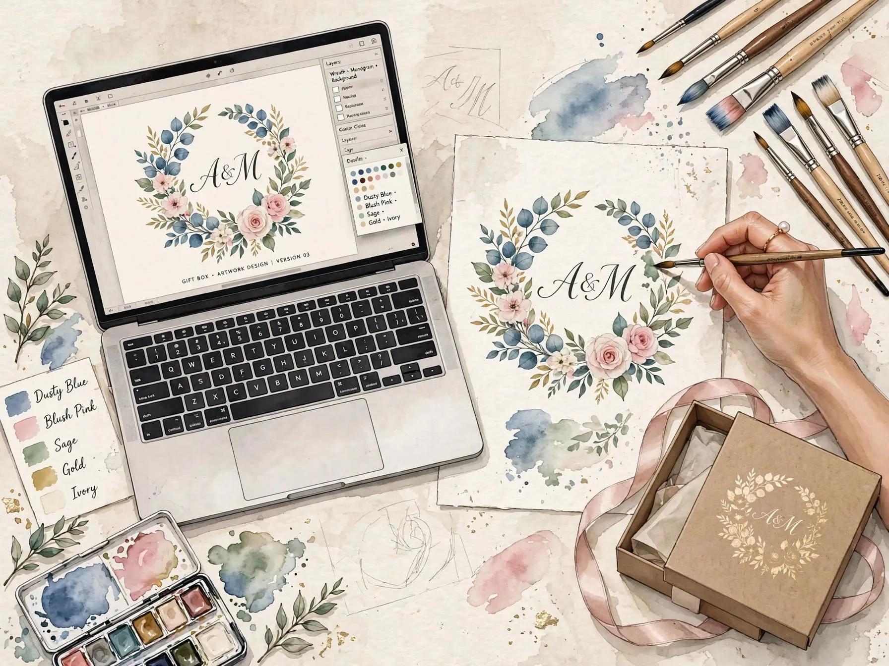 Custom artwork and design being prepared for a Kavyatva gift