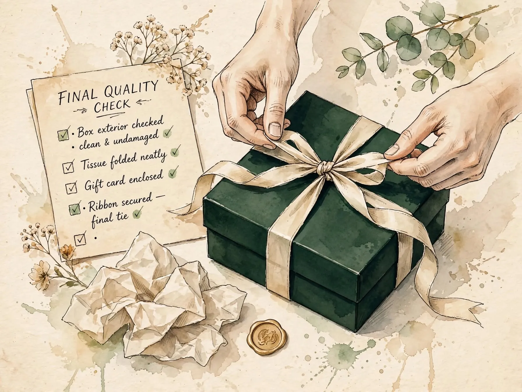 Finished handcrafted Kavyatva gift being checked before delivery